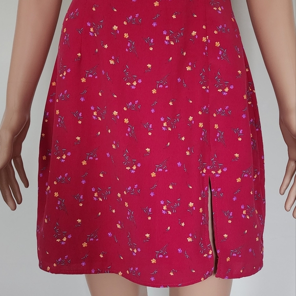 FASHION UNION FLORAL DARK PINK OPEN BACK FITTED SEXY MINI DRESS SZ.6 - Picture 4 of 12